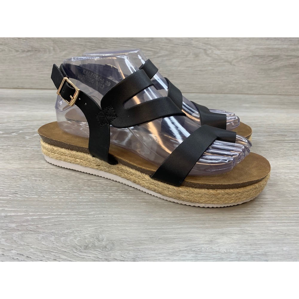 Patrizia by Spring Step Women's Black Espadrille Platform Sandals 8.5 Shoes